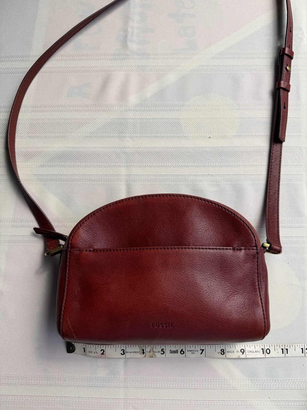 Fossil Burgundy Oxblood Leather Crossbody Bag Purse Brass Hardware